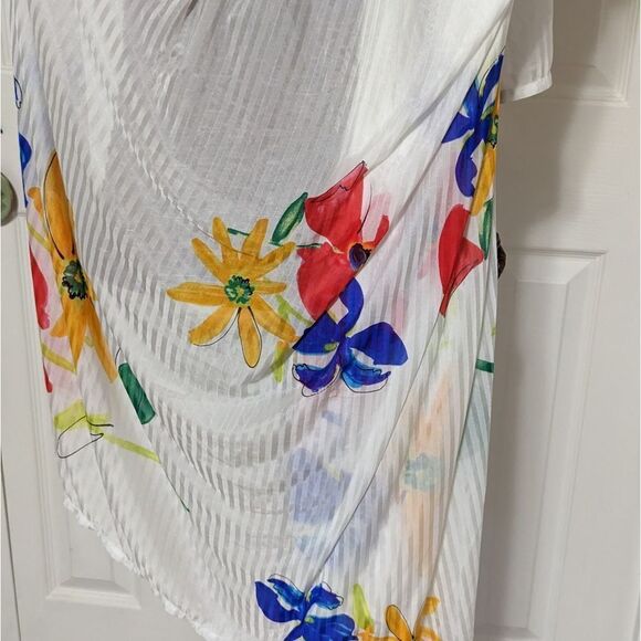 Vintage Spiegel Large Square Nylon Scarf with Bright Floral Print - Picture 3 of 9